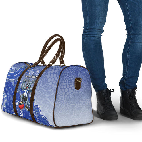 Personalized Kangaroos Football Mascot Travel Bag Aboriginal Dot Art Style Vibrant Indigenous Pattern Design