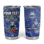 Personalized Kangaroos Football Mascot Tumbler Cup Aboriginal Dot Art Style Vibrant Indigenous Pattern Design