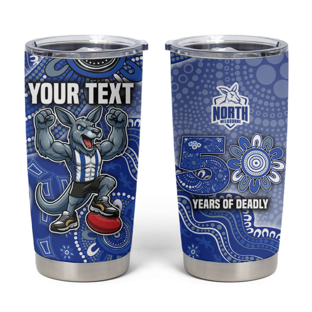 Personalized Kangaroos Football Mascot Tumbler Cup Aboriginal Dot Art Style Vibrant Indigenous Pattern Design
