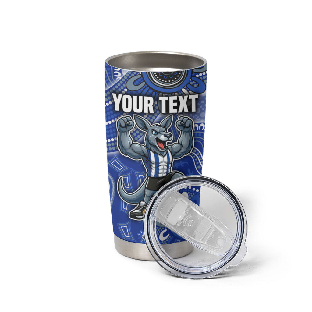 Personalized Kangaroos Football Mascot Tumbler Cup Aboriginal Dot Art Style Vibrant Indigenous Pattern Design