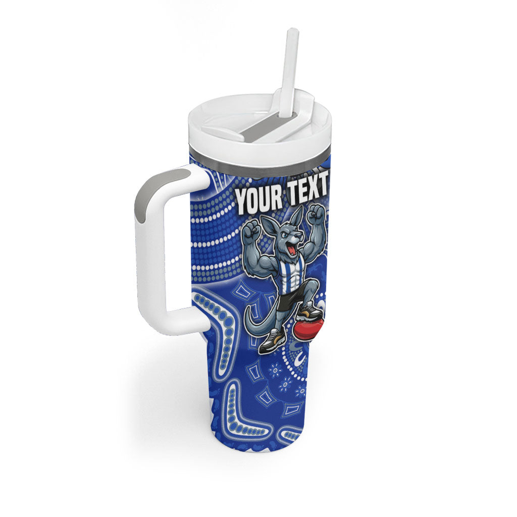 Personalized Kangaroos Football Mascot Tumbler With Handle Aboriginal Dot Art Style Vibrant Indigenous Pattern Design