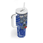 Personalized Kangaroos Football Mascot Tumbler With Handle Aboriginal Dot Art Style Vibrant Indigenous Pattern Design