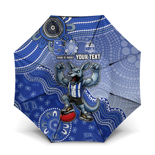 Personalized Kangaroos Football Mascot Umbrella Aboriginal Dot Art Style Vibrant Indigenous Pattern Design