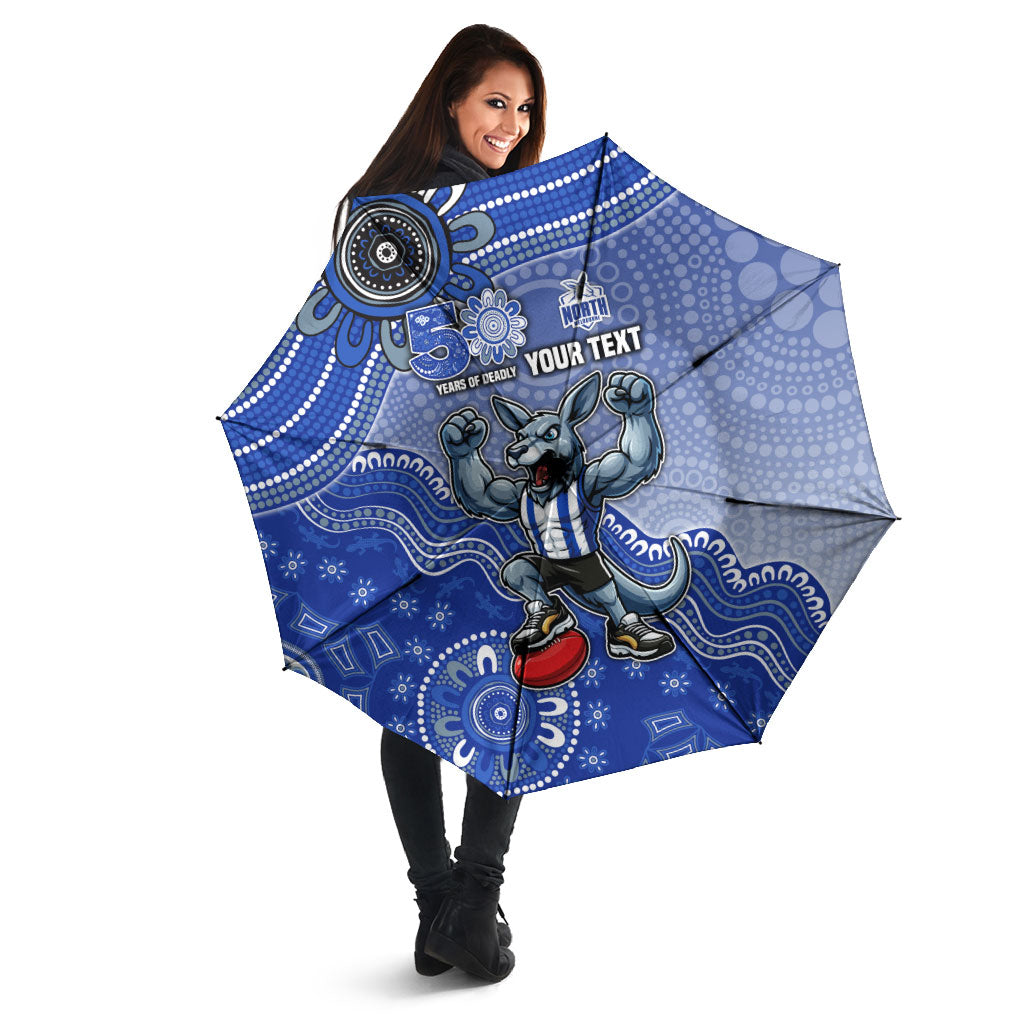Personalized Kangaroos Football Mascot Umbrella Aboriginal Dot Art Style Vibrant Indigenous Pattern Design