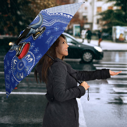 Personalized Kangaroos Football Mascot Umbrella Aboriginal Dot Art Style Vibrant Indigenous Pattern Design