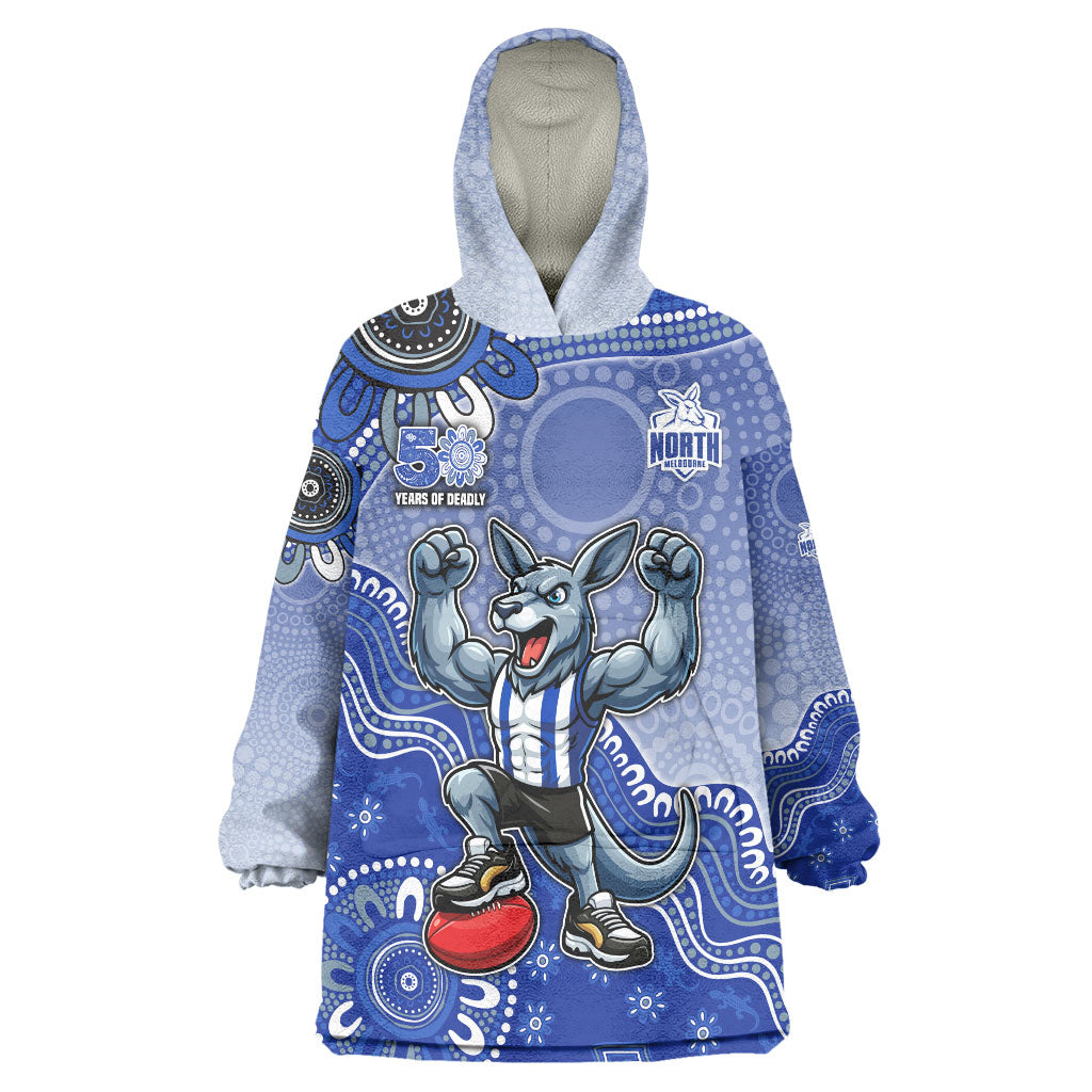Personalized Kangaroos Football Mascot Wearable Blanket Hoodie Aboriginal Dot Art Style Vibrant Indigenous Pattern Design