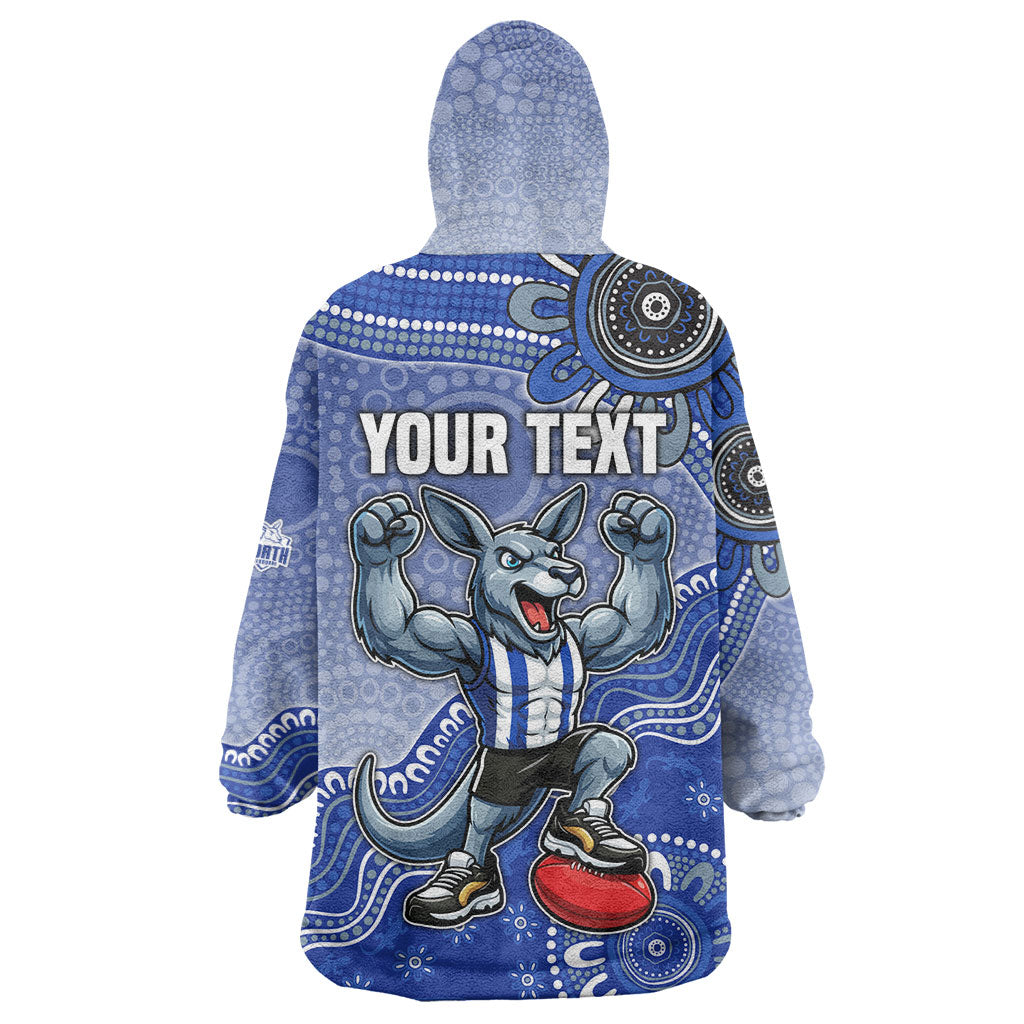 Personalized Kangaroos Football Mascot Wearable Blanket Hoodie Aboriginal Dot Art Style Vibrant Indigenous Pattern Design