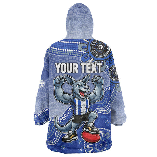 Personalized Kangaroos Football Mascot Wearable Blanket Hoodie Aboriginal Dot Art Style Vibrant Indigenous Pattern Design