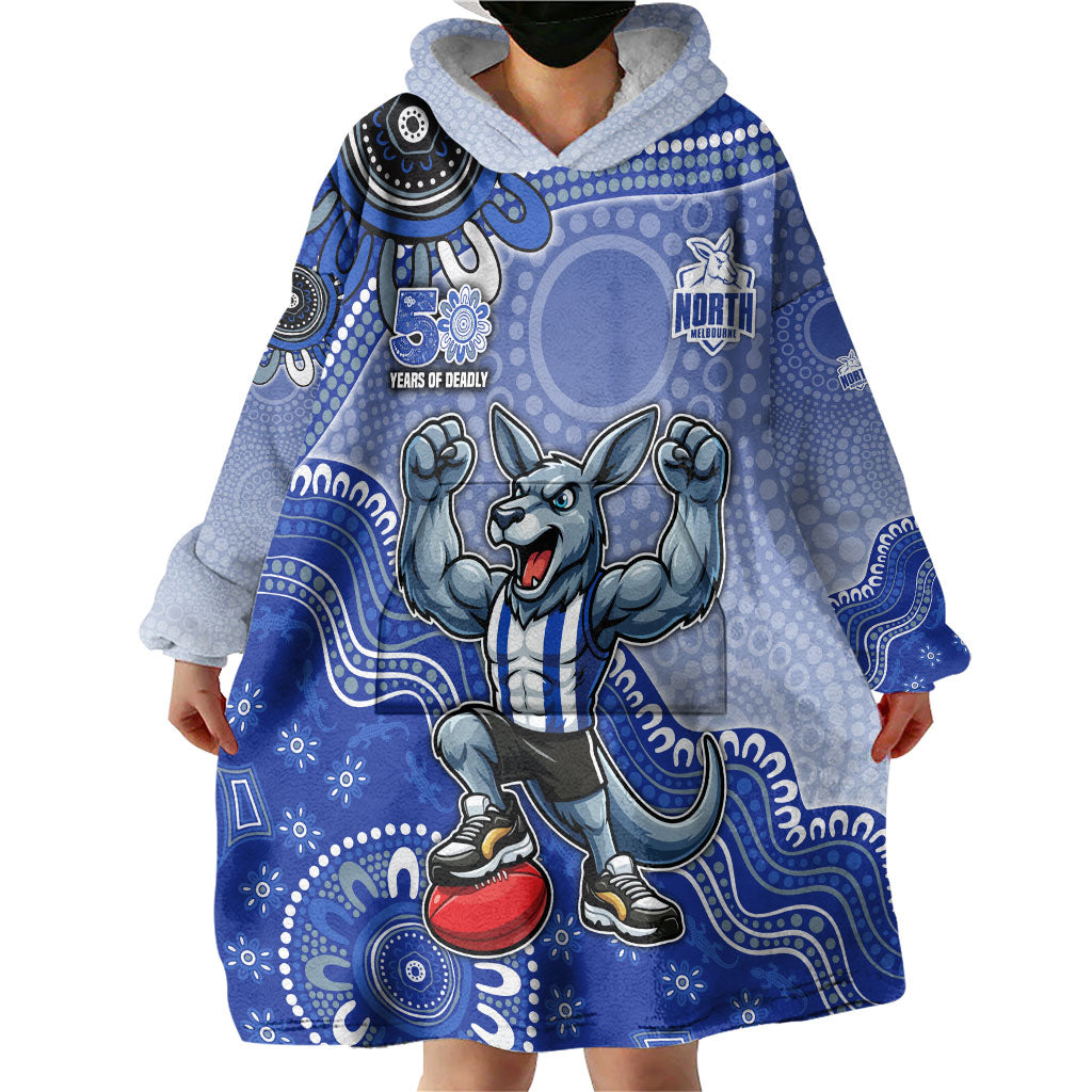 Personalized Kangaroos Football Mascot Wearable Blanket Hoodie Aboriginal Dot Art Style Vibrant Indigenous Pattern Design