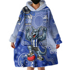Personalized Kangaroos Football Mascot Wearable Blanket Hoodie Aboriginal Dot Art Style Vibrant Indigenous Pattern Design