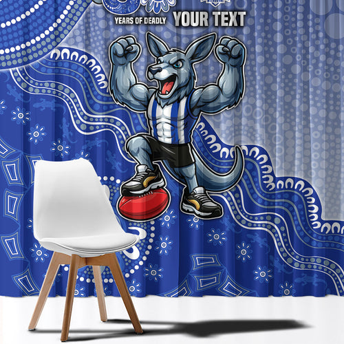 Personalized Kangaroos Football Mascot Window Curtain Aboriginal Dot Art Style Vibrant Indigenous Pattern Design