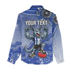 Personalized Kangaroos Football Mascot Women Casual Shirt Aboriginal Dot Art Style Vibrant Indigenous Pattern Design