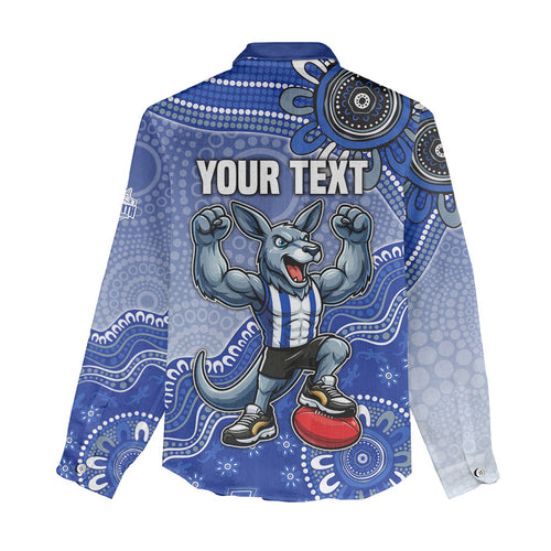 Personalized Kangaroos Football Mascot Women Casual Shirt Aboriginal Dot Art Style Vibrant Indigenous Pattern Design