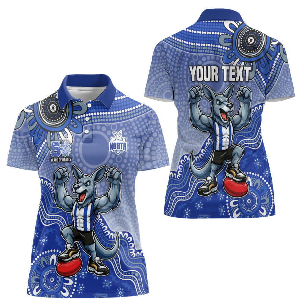 Personalized Kangaroos Football Mascot Women Polo Shirt Aboriginal Dot Art Style Vibrant Indigenous Pattern Design