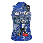 Personalized Kangaroos Football Mascot Women Sleeveless Polo Shirt Aboriginal Dot Art Style Vibrant Indigenous Pattern Design