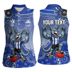 Personalized Kangaroos Football Mascot Women Sleeveless Polo Shirt Aboriginal Dot Art Style Vibrant Indigenous Pattern Design