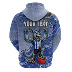 Personalized Kangaroos Football Mascot Zip Hoodie Aboriginal Dot Art Style Vibrant Indigenous Pattern Design