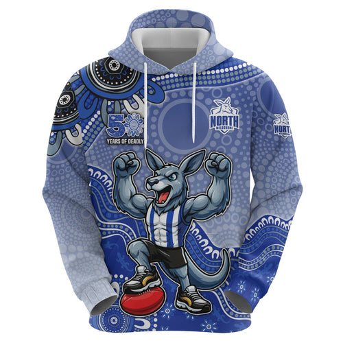 Personalized Kangaroos Football Mascot Zip Hoodie Aboriginal Dot Art Style Vibrant Indigenous Pattern Design