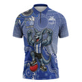Personalized Kangaroos Football Mascot Zipper Polo Shirt Aboriginal Dot Art Style Vibrant Indigenous Pattern Design