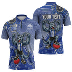 Personalized Kangaroos Football Mascot Zipper Polo Shirt Aboriginal Dot Art Style Vibrant Indigenous Pattern Design