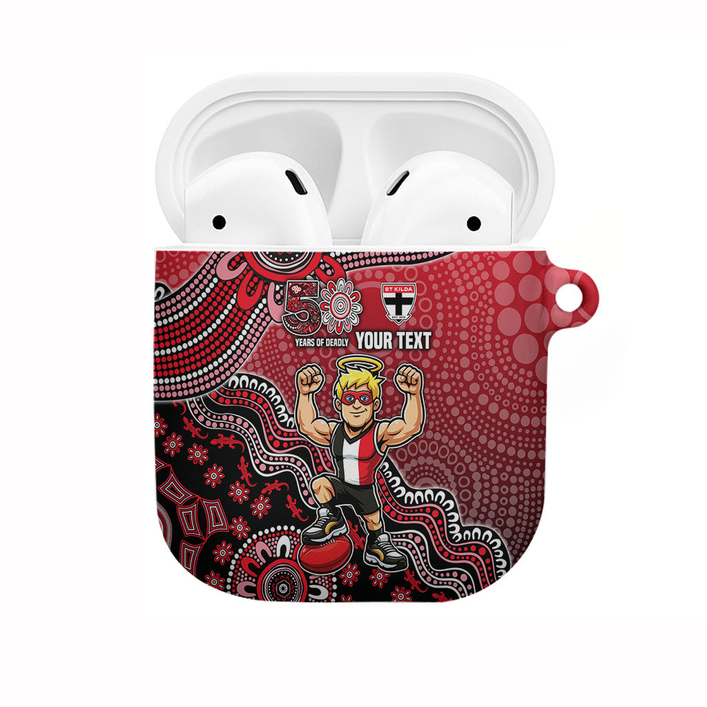 Personalized St Kilda Saints Football Mascot AirPods Case Aboriginal Dot Art Style Vibrant Indigenous Pattern Design