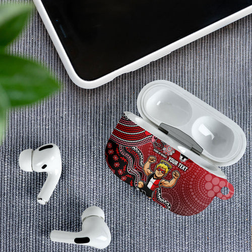 Personalized St Kilda Saints Football Mascot AirPods Case Aboriginal Dot Art Style Vibrant Indigenous Pattern Design