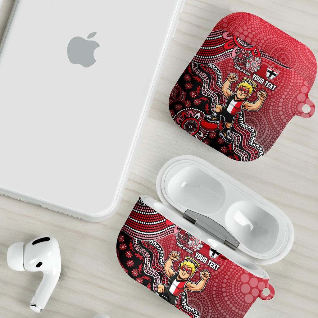 Personalized St Kilda Saints Football Mascot AirPods Case Aboriginal Dot Art Style Vibrant Indigenous Pattern Design