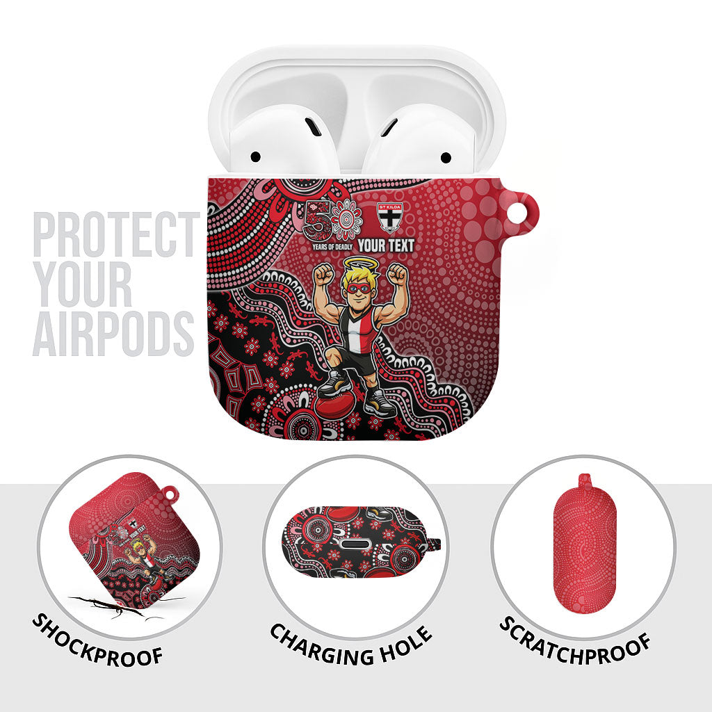 Personalized St Kilda Saints Football Mascot AirPods Case Aboriginal Dot Art Style Vibrant Indigenous Pattern Design