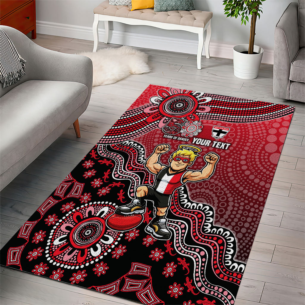 Personalized St Kilda Saints Football Mascot Area Rug Aboriginal Dot Art Style Vibrant Indigenous Pattern Design