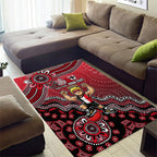 Personalized St Kilda Saints Football Mascot Area Rug Aboriginal Dot Art Style Vibrant Indigenous Pattern Design