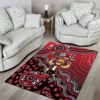 Personalized St Kilda Saints Football Mascot Area Rug Aboriginal Dot Art Style Vibrant Indigenous Pattern Design