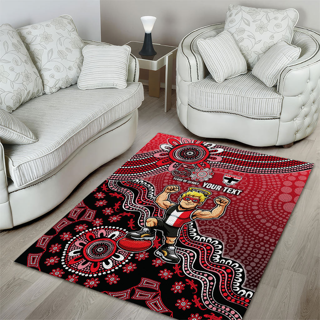 Personalized St Kilda Saints Football Mascot Area Rug Aboriginal Dot Art Style Vibrant Indigenous Pattern Design