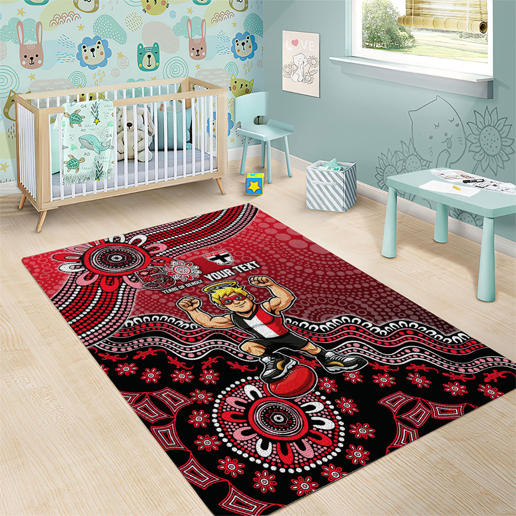 Personalized St Kilda Saints Football Mascot Area Rug Aboriginal Dot Art Style Vibrant Indigenous Pattern Design