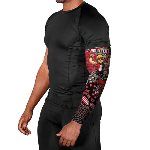 Personalized St Kilda Saints Football Mascot Arm Sleeves Aboriginal Dot Art Style Vibrant Indigenous Pattern Design