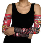 Personalized St Kilda Saints Football Mascot Arm Sleeves Aboriginal Dot Art Style Vibrant Indigenous Pattern Design