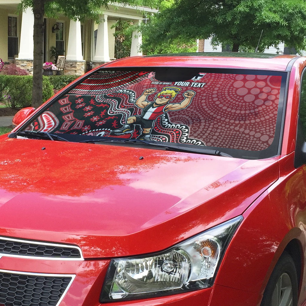Personalized St Kilda Saints Football Mascot Auto Sun Shade Aboriginal Dot Art Style Vibrant Indigenous Pattern Design