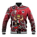 Personalized St Kilda Saints Football Mascot Baseball Jacket Aboriginal Dot Art Style Vibrant Indigenous Pattern Design