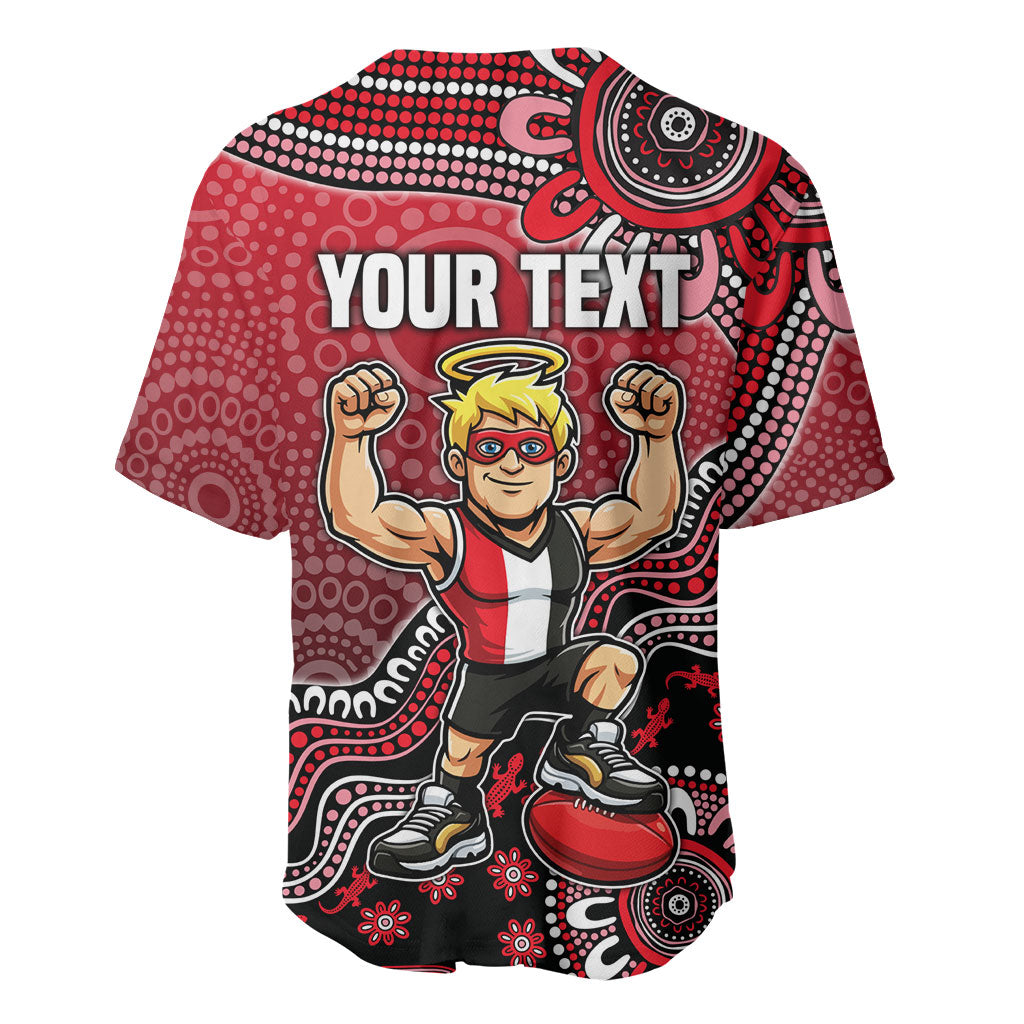Personalized St Kilda Saints Football Mascot Baseball Jersey Aboriginal Dot Art Style Vibrant Indigenous Pattern Design