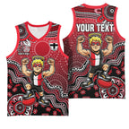 Personalized St Kilda Saints Football Mascot Basketball Jersey Aboriginal Dot Art Style Vibrant Indigenous Pattern Design