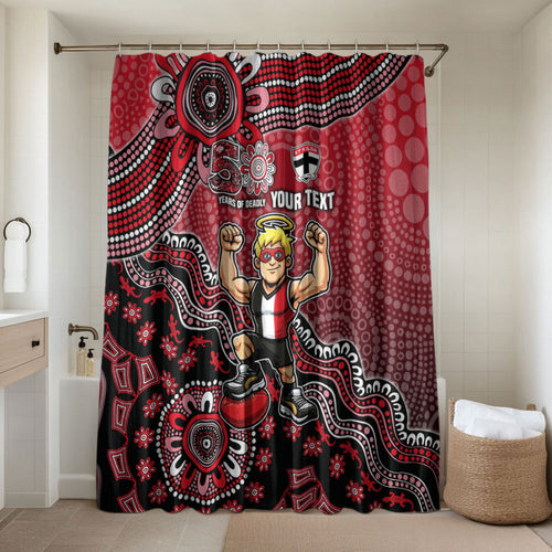 Personalized St Kilda Saints Football Mascot Bathroom Set Aboriginal Dot Art Style Vibrant Indigenous Pattern Design