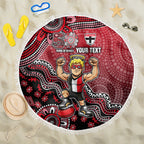Personalized St Kilda Saints Football Mascot Beach Blanket Aboriginal Dot Art Style Vibrant Indigenous Pattern Design
