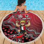 Personalized St Kilda Saints Football Mascot Beach Blanket Aboriginal Dot Art Style Vibrant Indigenous Pattern Design