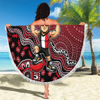 Personalized St Kilda Saints Football Mascot Beach Blanket Aboriginal Dot Art Style Vibrant Indigenous Pattern Design