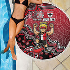 Personalized St Kilda Saints Football Mascot Beach Blanket Aboriginal Dot Art Style Vibrant Indigenous Pattern Design