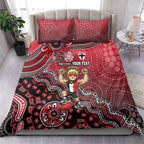 Personalized St Kilda Saints Football Mascot Bedding Set Aboriginal Dot Art Style Vibrant Indigenous Pattern Design