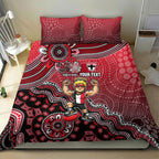 Personalized St Kilda Saints Football Mascot Bedding Set Aboriginal Dot Art Style Vibrant Indigenous Pattern Design