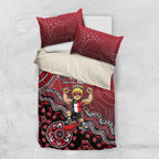Personalized St Kilda Saints Football Mascot Bedding Set Aboriginal Dot Art Style Vibrant Indigenous Pattern Design