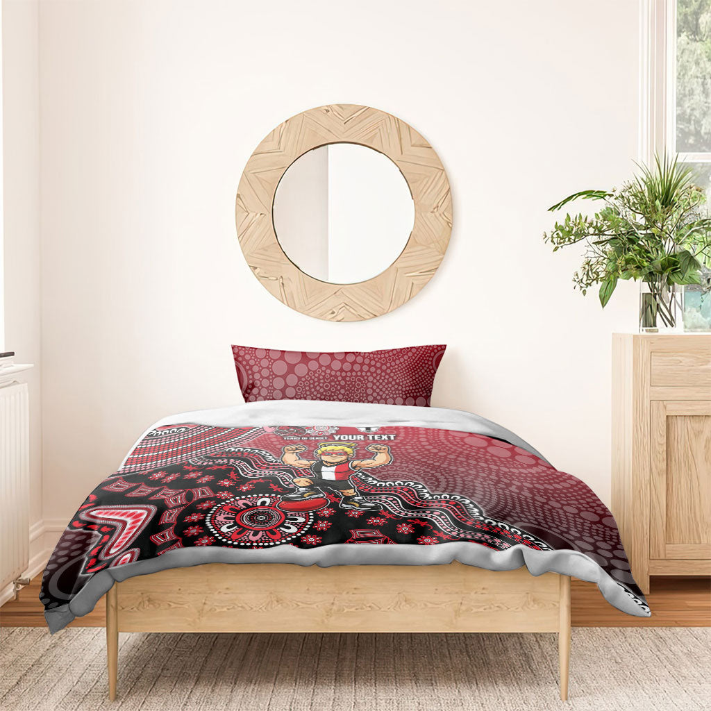 Personalized St Kilda Saints Football Mascot Bedding Set Aboriginal Dot Art Style Vibrant Indigenous Pattern Design