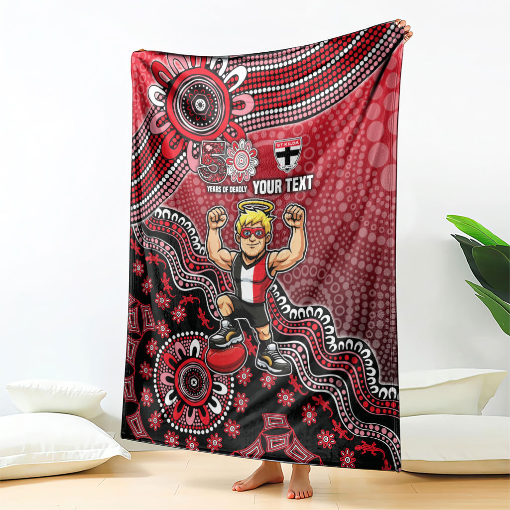 Personalized St Kilda Saints Football Mascot Blanket Aboriginal Dot Art Style Vibrant Indigenous Pattern Design