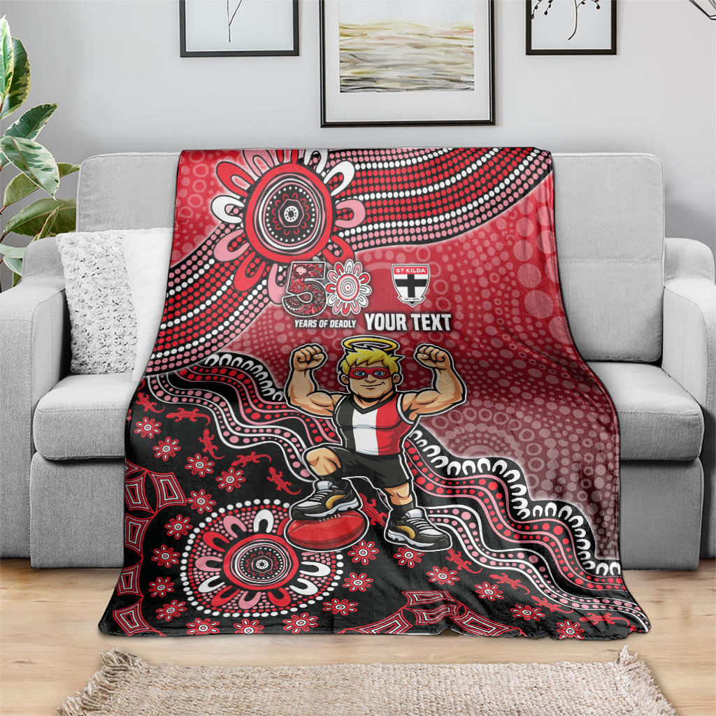 Personalized St Kilda Saints Football Mascot Blanket Aboriginal Dot Art Style Vibrant Indigenous Pattern Design